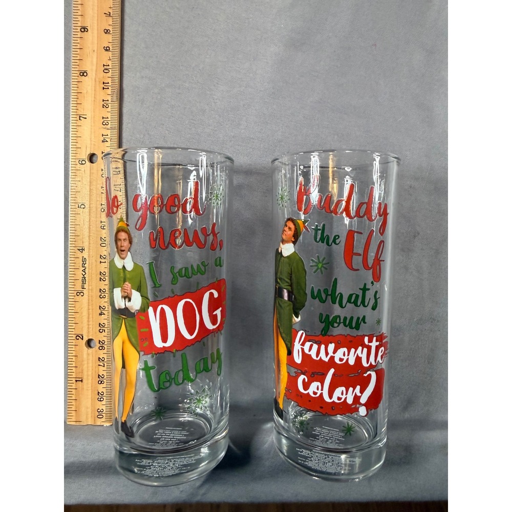 Elf Movie Buddy the Elf Highball Glass Set 2pc 10oz Silver Buffalo Christmas